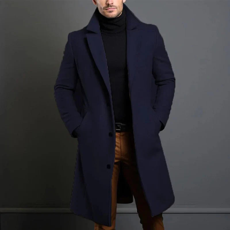 Manteau Long à Col Classique pour Homme | Idéal pour les Journées Fraîches