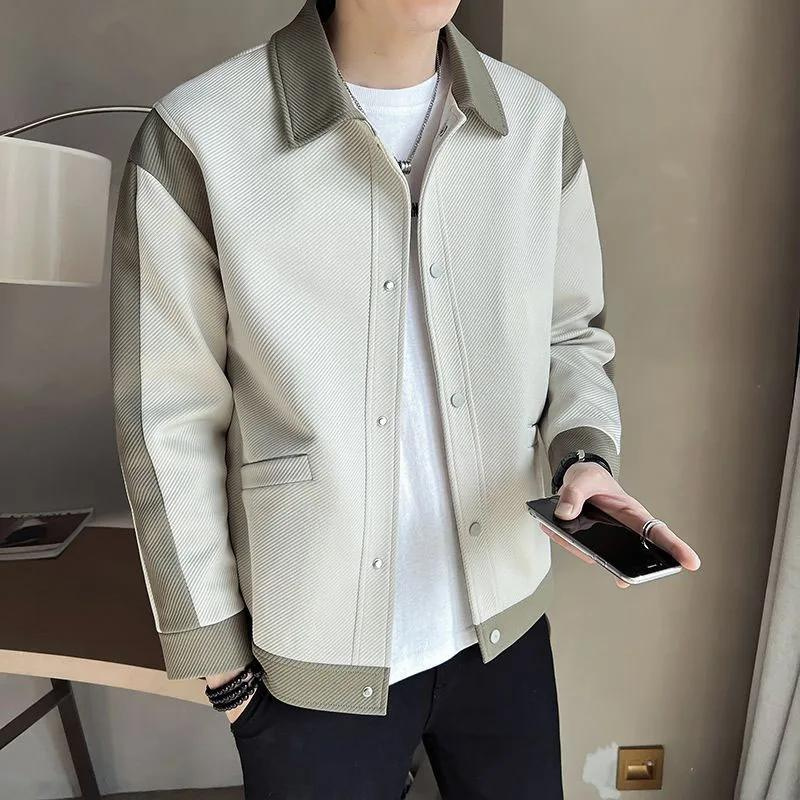 Veste Patchwork avec Col Classique et Fermeture à Pression pour Homme | Idéale pour un Usage Quotidien et Décontracté