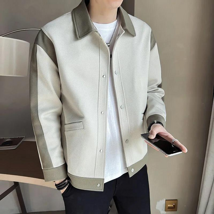 Veste Patchwork avec Col Classique et Fermeture à Pression pour Homme | Idéale pour un Usage Quotidien et Décontracté