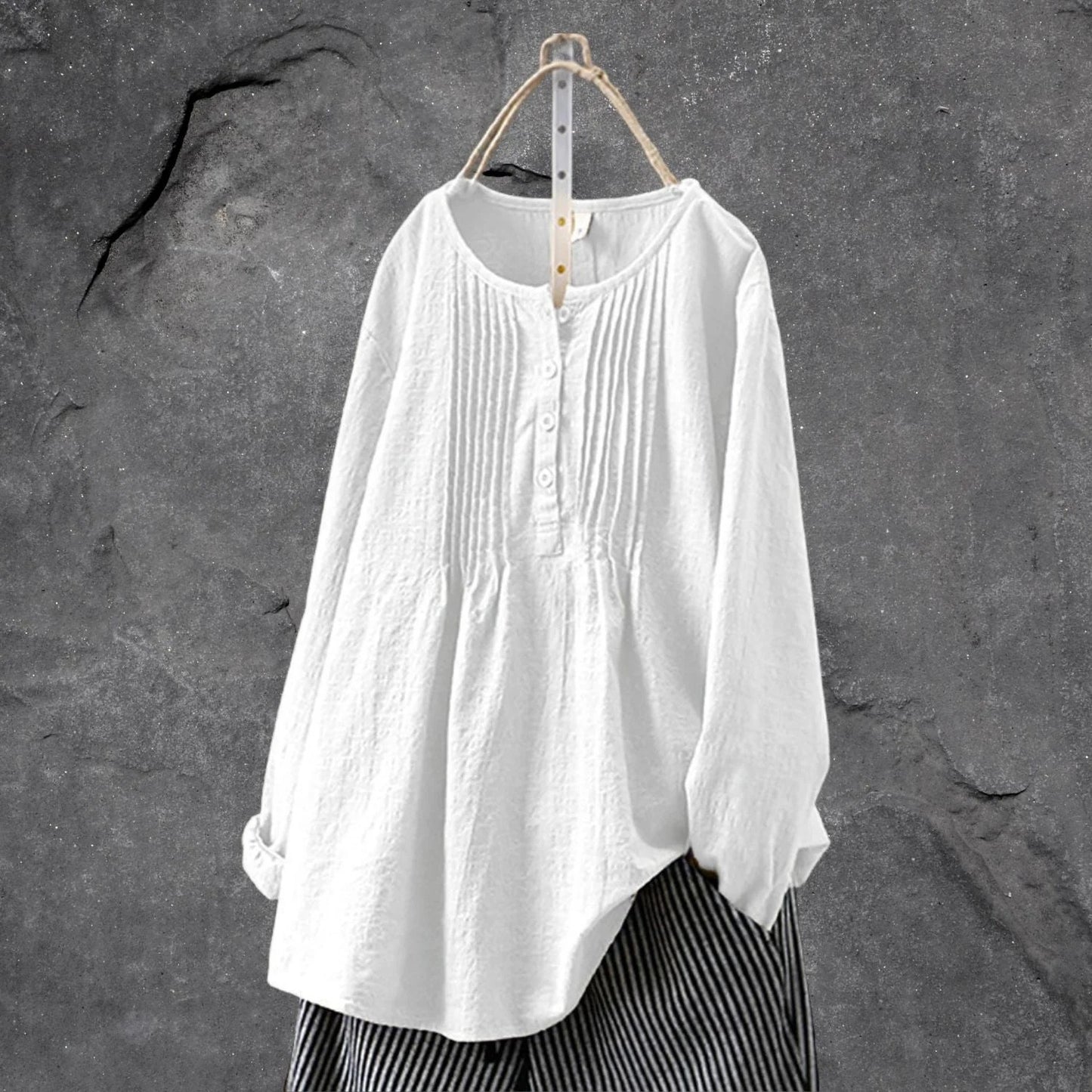 Blouse Légère avec Boutons et Plis Fins pour Femme | Idéale pour l’Été
