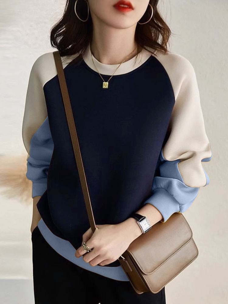 Pull Patchwork À Blocs De Couleur Avec Manches Longues Pour Femme | Idéal Pour Usage Quotidien