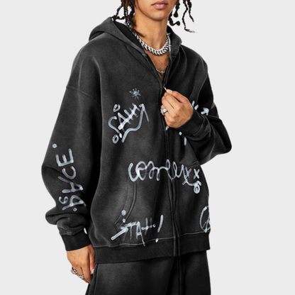 Sweat à Capuche Oversize avec Imprimé Graffiti pour Adultes | Idéal pour les Tenues Urbaines