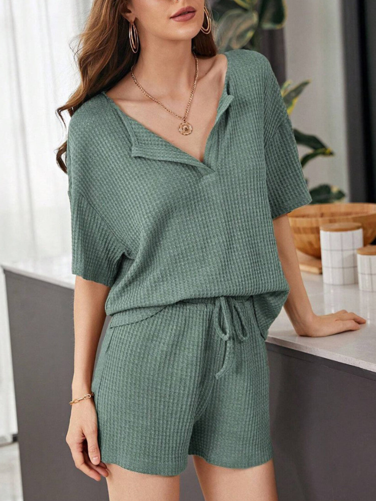 Ensemble Haut Manches Courtes Et Short Large Pour Femme | Idéal Pour Usage Quotidien Et Décontracté