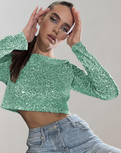 Crop Top Avec Finition Brillante Pour Femmes | Idéal Pour Les Soirées Et Les Occasions Spéciales