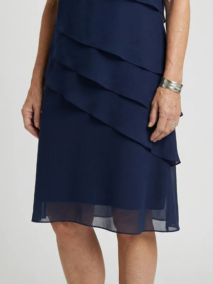 Robe À Superpositions Avec Col Rond Et Manches Courtes Pour Femme | Idéale Pour Toutes Les Saisons