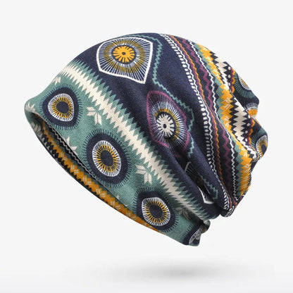Bonnet à motif géométrique pour femme | idéal pour les sorties en automne