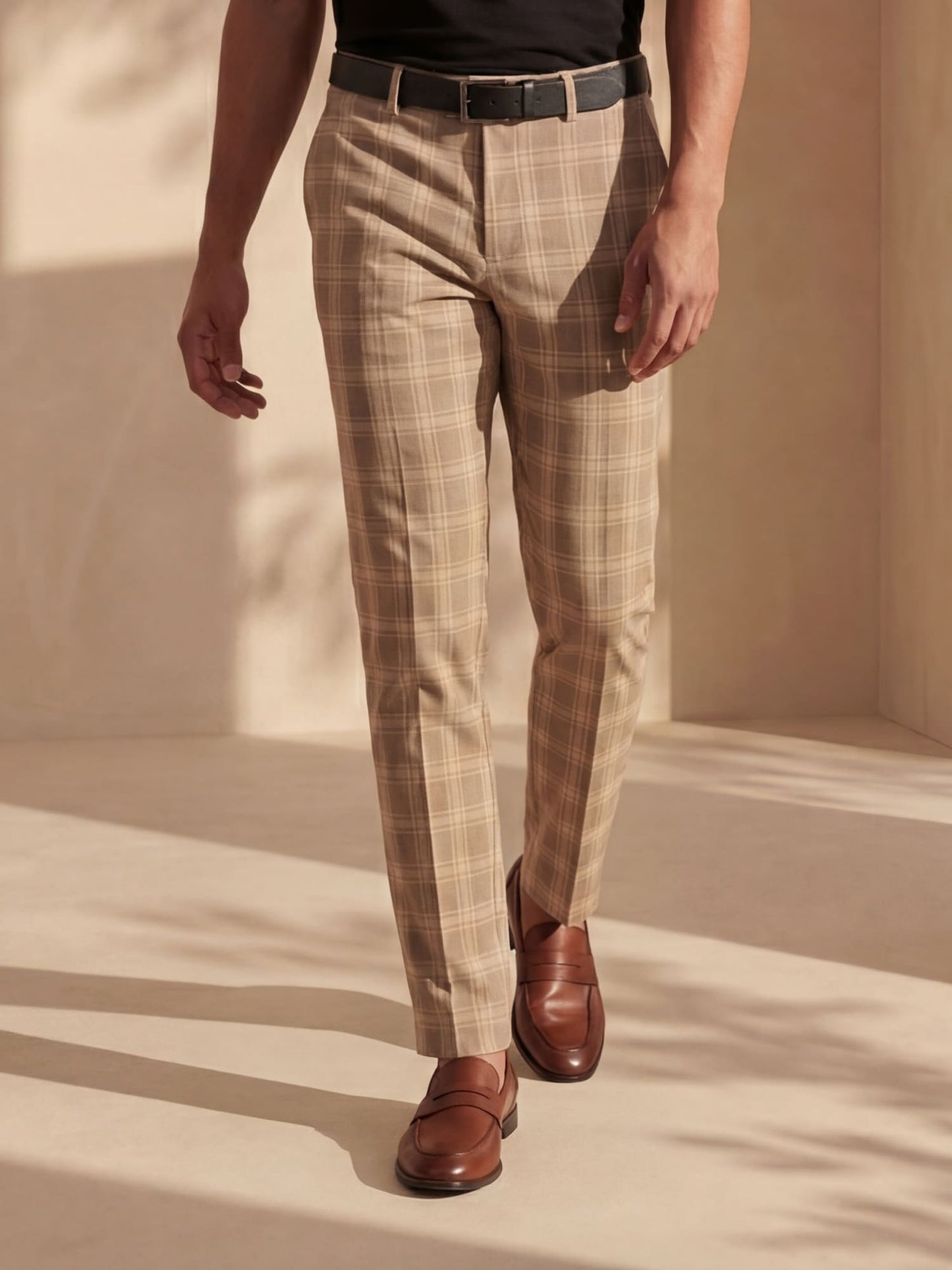 Chino Slim Fit à Motif à Carreaux pour Homme | Idéal pour le Travail et les Sorties Décontractées