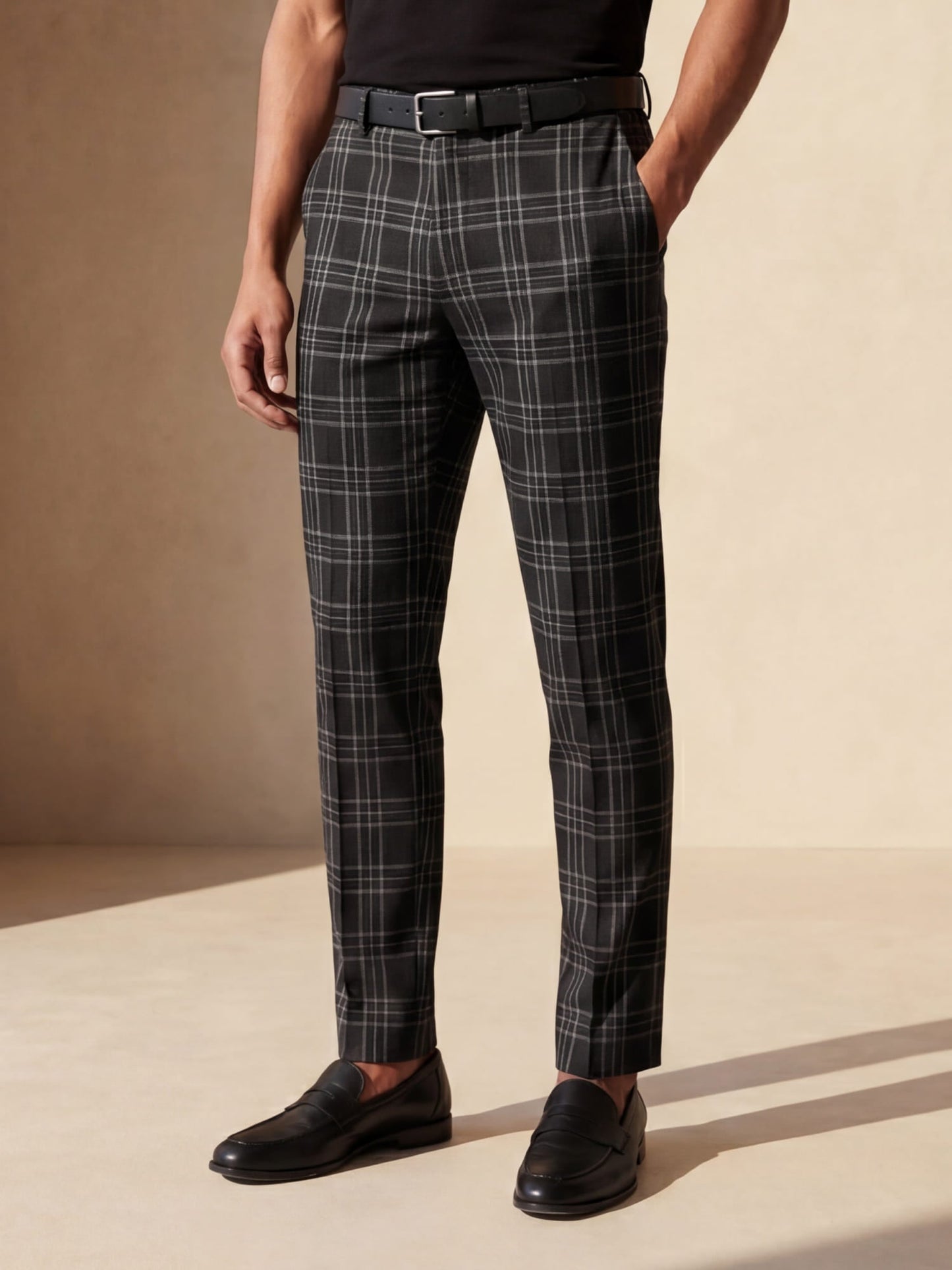 Chino Slim Fit à Motif à Carreaux pour Homme | Idéal pour le Travail et les Sorties Décontractées