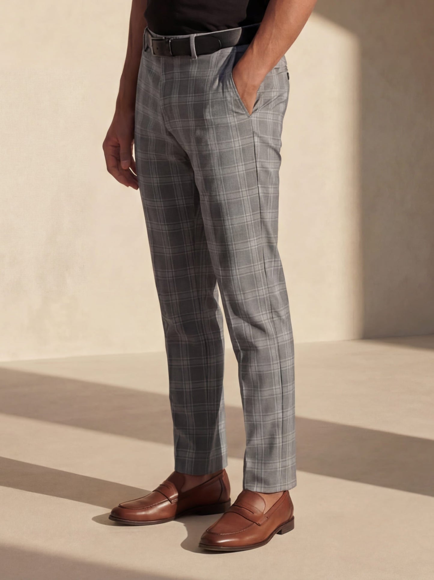 Chino Slim Fit à Motif à Carreaux pour Homme | Idéal pour le Travail et les Sorties Décontractées