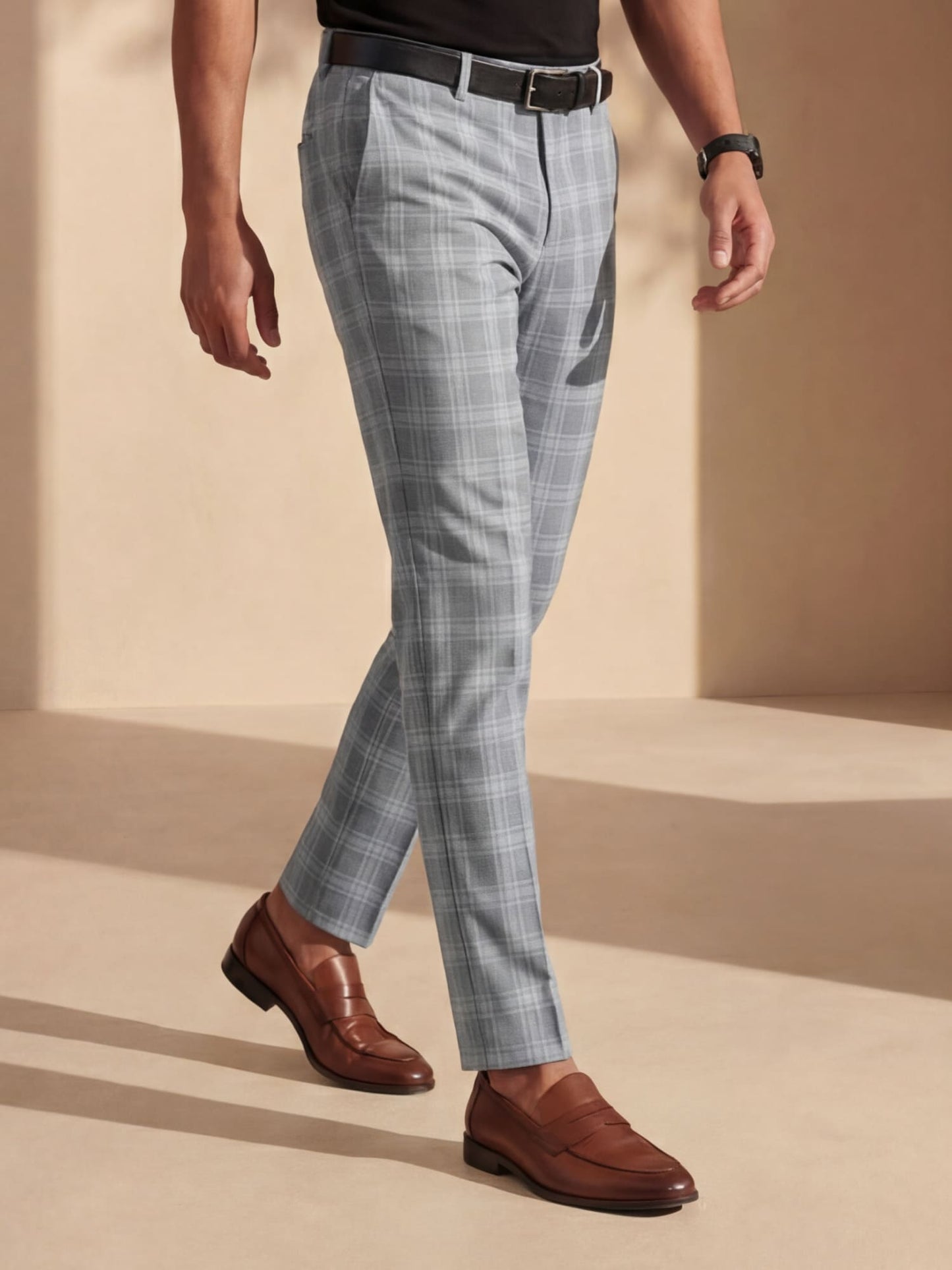 Chino Slim Fit à Motif à Carreaux pour Homme | Idéal pour le Travail et les Sorties Décontractées