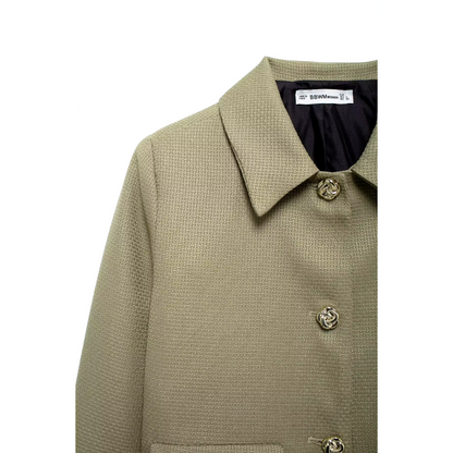 Blazer Court Beige Avec Boutons Dorés Pour Femme | Idéal Pour Mi-Saison