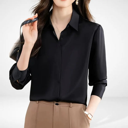 Blouse Fluide Avec Col Chemise Et Manches Longues Pour Femmes | Idéal Pour Usage Quotidien