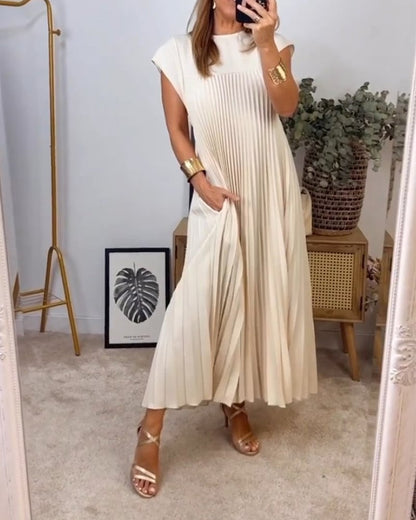 Robe Plissée Sans Manches Avec Poches Pour Femme | Idéale Pour le Printemps et l'Été