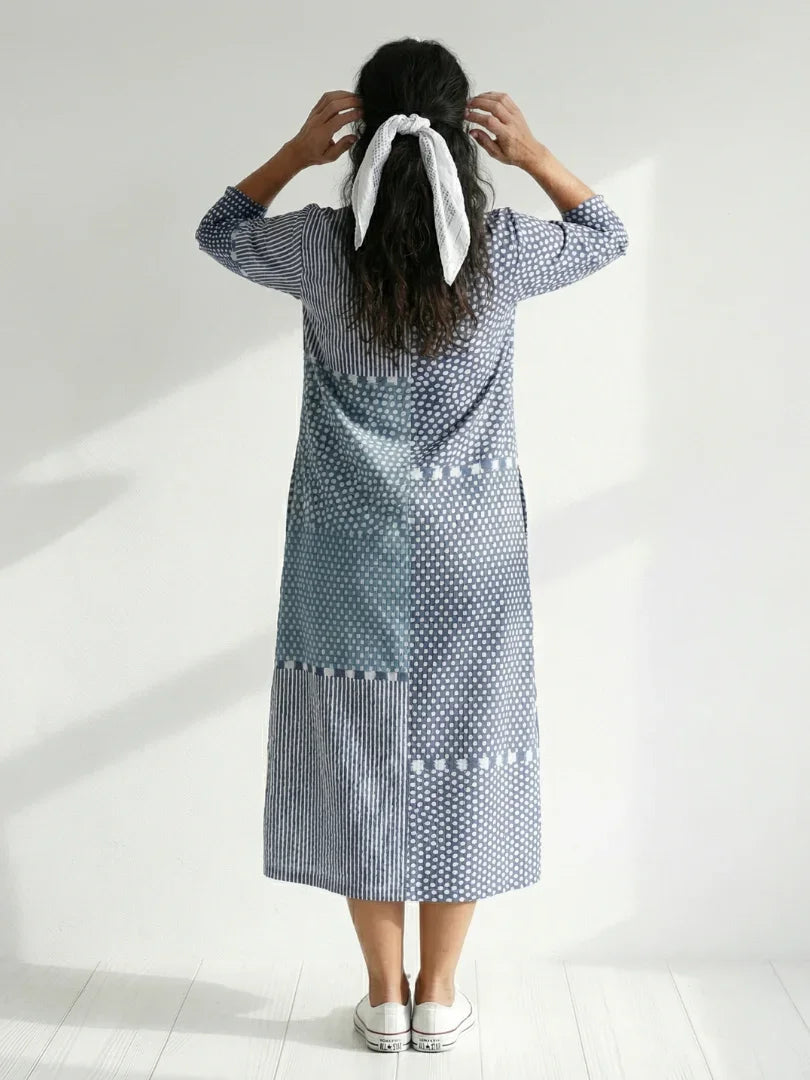 Robe midi à motifs patchwork pour femmes