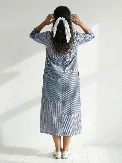 Robe midi à motifs patchwork pour femmes