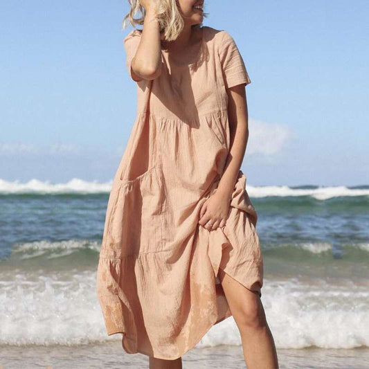 Robe à Coupe Classique avec Manches Courtes pour Femme | Idéale pour les Occasions Formelles et Quotidiennes