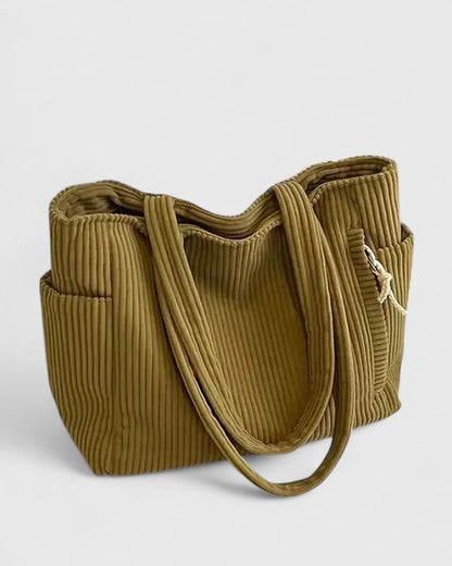 Sac À Épaule Côtelé Avec Bandoulière Large Pour Femmes | Idéal Pour Un Usage Quotidien
