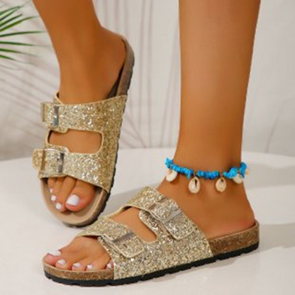 Sandales À Paillettes Avec Bride Ajustable Pour Femmes | Idéales Pour Les Occasions Et Le Quotidien