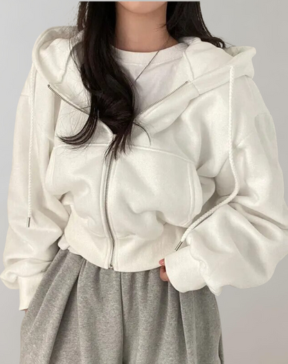 Sweat à Capuche Uni avec Fermeture Éclair pour Femme | Idéal pour un Usage Quotidien