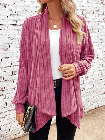 Cardigan côtelé à devant ouvert pour femme | Idéal pour l'automne