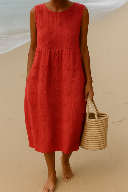 Robe Midi Fleurie Sans Manches pour Femme | Idéale pour la Saison Estivale et les Sorties Décontractées