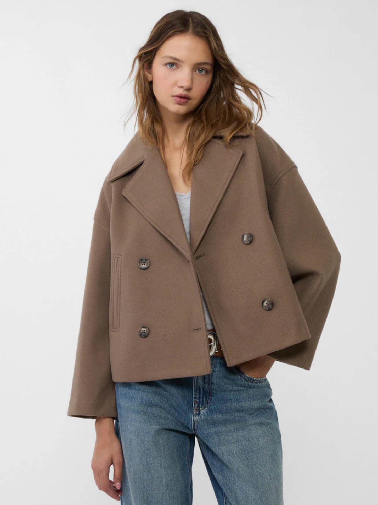 Veste courte croisée à col cranté pour femme | Idéal pour l’automne et le quotidien