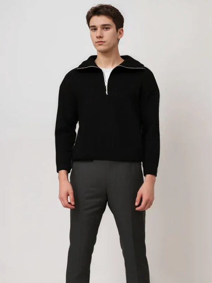 Pull-Over Homme à Rayures avec Fermeture Zippée pour Usage Quotidien | Idéal pour Toutes Occasions