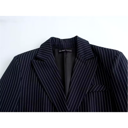 Blazer Court À Double Boutonnage Avec Rayures Pour Femme | Idéal Pour Mi-Saison