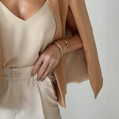 Manteau Sans Col avec Écharpe Coordonnée pour Femme | Idéal pour le Travail ou les Sorties Décontractées