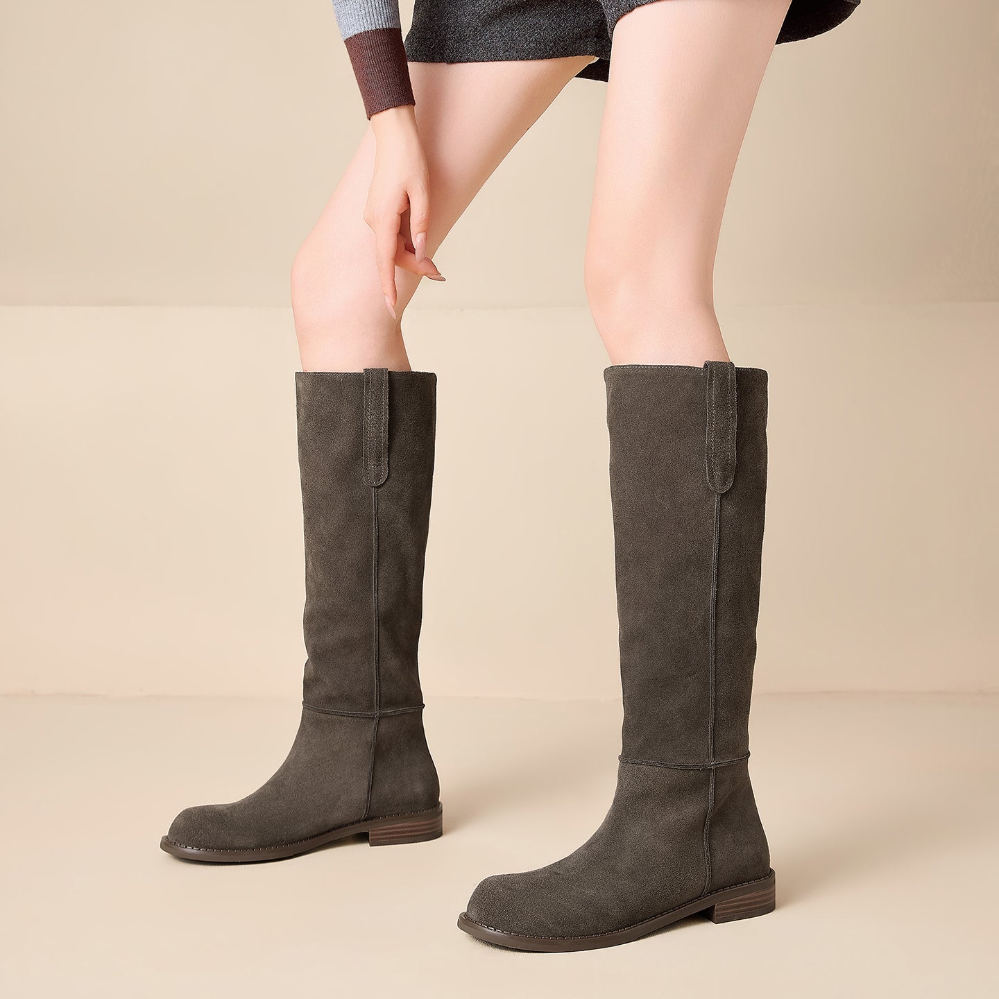 Bottes hautes à talon bas pour femmes