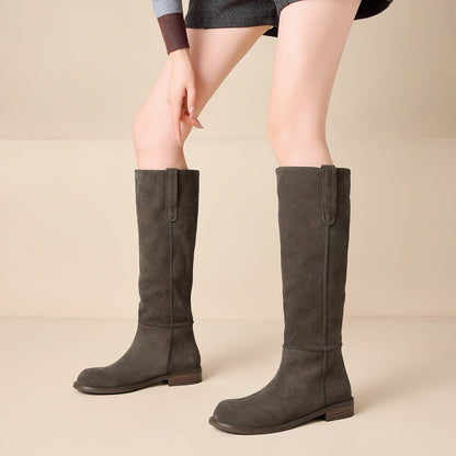 Bottes hautes à talon bas pour femmes
