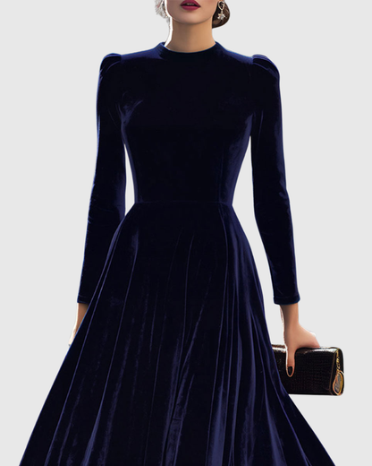 Robe Midi En Velours Avec Coupe Ajustée Et Jupe Évasée Pour Femme | Idéale Pour Les Soirées Et Événements Formels