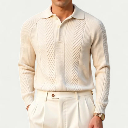 Chemise Tricotée à Manches Longues avec Col Polo pour Homme | Idéale pour la Mi-Saison