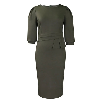 Robe Crayon Midi avec Ceinture à la Taille pour Femme | Idéale pour Travail et Occasions Quotidiennes