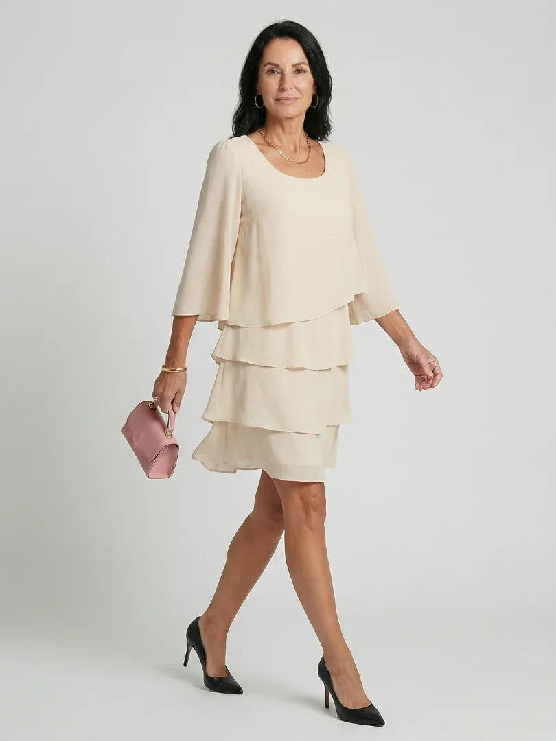 Robe superposée à manches évasées pour femmes