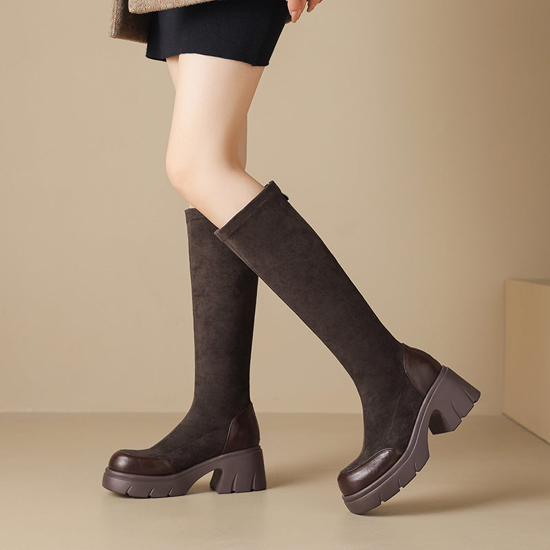 Bottes hautes à bout rapporté pour femmes