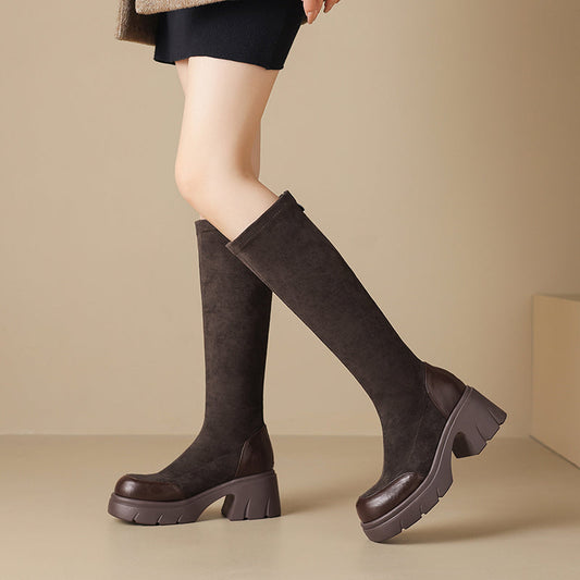 Bottes hautes à bout rapporté pour femmes