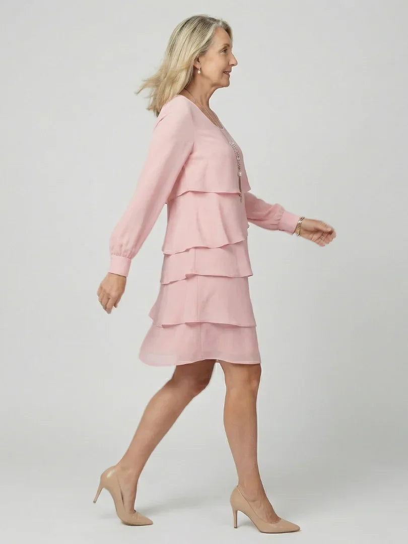 Robe midi à volants superposés pour femmes