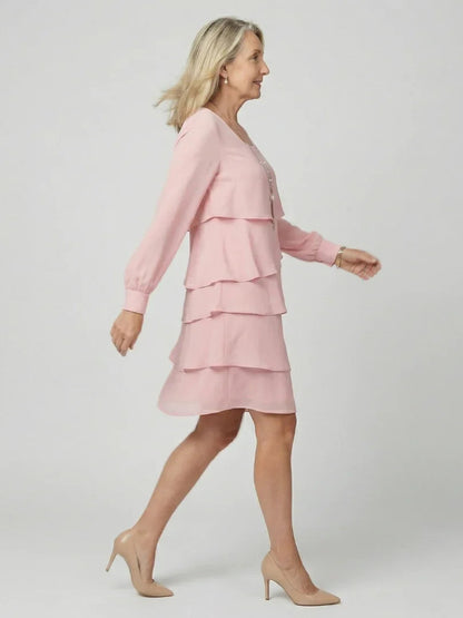 Robe midi à volants superposés pour femmes