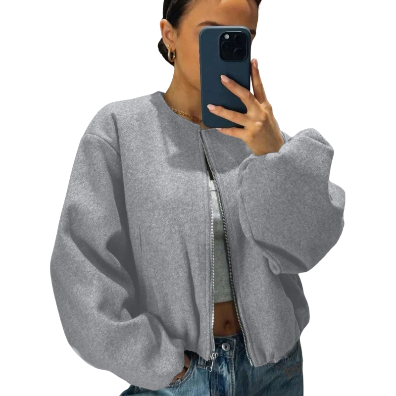 Veste Bomber Relaxée Avec Fermeture Zippée Pour Femme | Idéale Pour Les Activités Décontractées Et La Mi-Saison