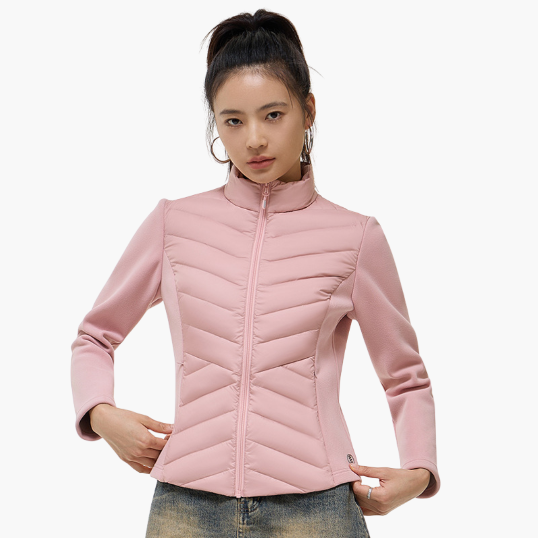 Veste Hybride à Fermeture Éclair et Panneaux pour Femme | Idéale pour les Activités Extérieures et la Mi-Saison