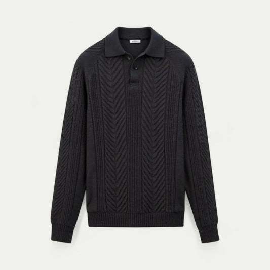 Chemise Tricotée à Manches Longues avec Col Polo pour Homme | Idéale pour la Mi-Saison
