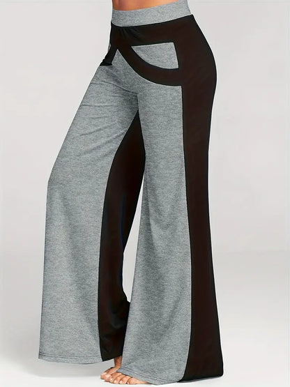 Pantalon Large Color Block Taille Haute pour Femme | Idéal pour le Printemps et l'Été