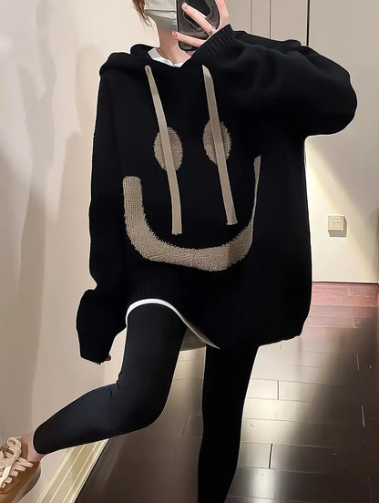 Hoodie à Manches Longues avec Motif Sourire pour Adultes | Idéal pour un Usage Quotidien