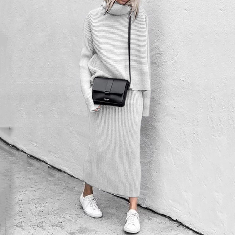 Ensemble Deux Pièces en Maille Côtelée avec Pull Oversize pour Femme | Idéal pour la Mi-Saison