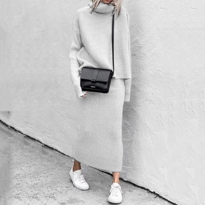 Ensemble Deux Pièces en Maille Côtelée avec Pull Oversize pour Femme | Idéal pour la Mi-Saison