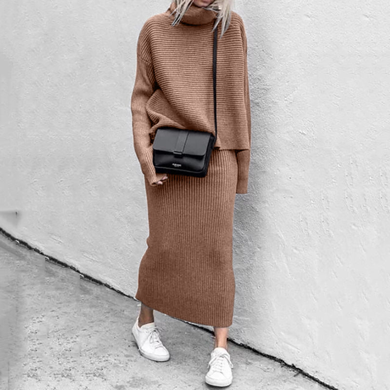 Ensemble Deux Pièces en Maille Côtelée avec Pull Oversize pour Femme | Idéal pour la Mi-Saison