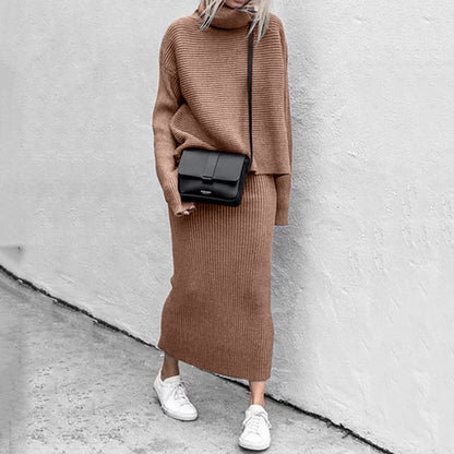 Ensemble Deux Pièces en Maille Côtelée avec Pull Oversize pour Femme | Idéal pour la Mi-Saison