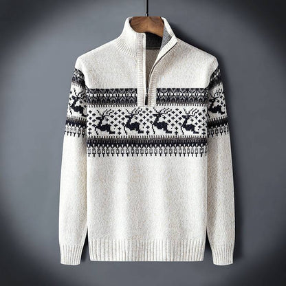 Pull Tricoté Avec Demi-Fermeture Zippée Et Col Montant Pour Homme | Idéal Pour Les Journées Décontractées En Saison Fraîche