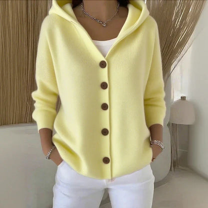 Gilet En Maille Avec Capuche Et Fermeture À Boutons Pour Femme | Idéal Pour La Mi-Saison